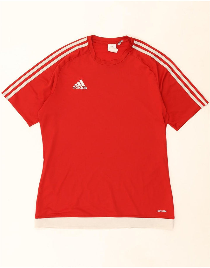 ADIDAS Mens Climalite T-Shirt Top Medium Red Colourblock Vintage Adidas and Second-Hand Adidas from Messina Hembry 