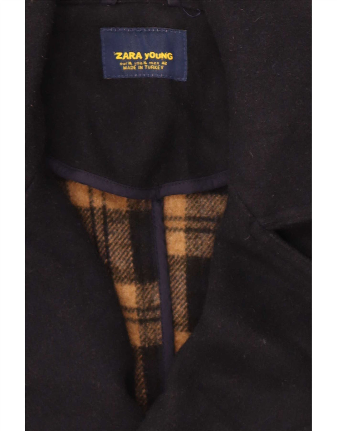 Мужское полупальто Zara UK 42 XL, темно-синий, полиэстер