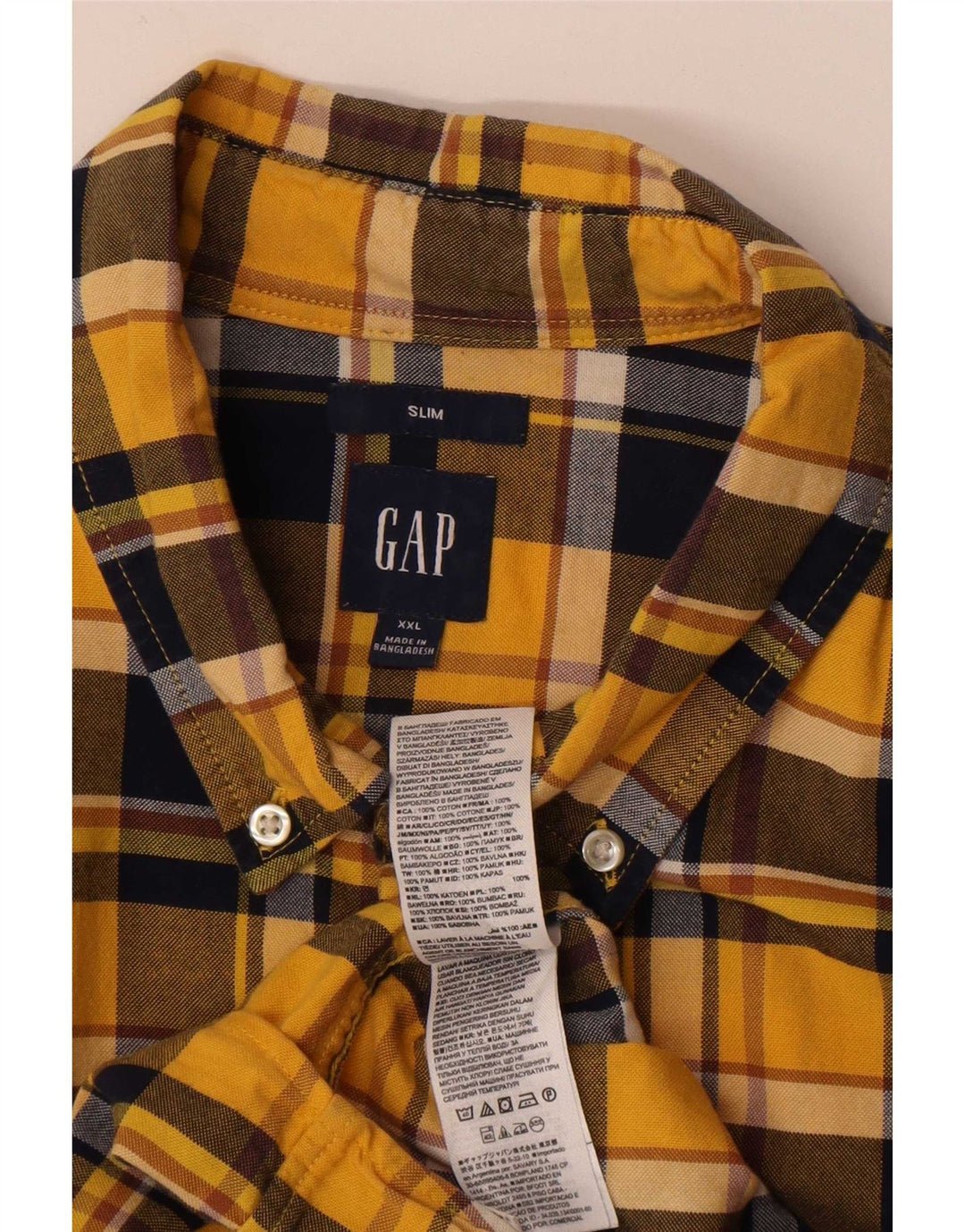 Мужская тонкая фланелевая рубашка Gap 2XL, хлопковая желтая клетка