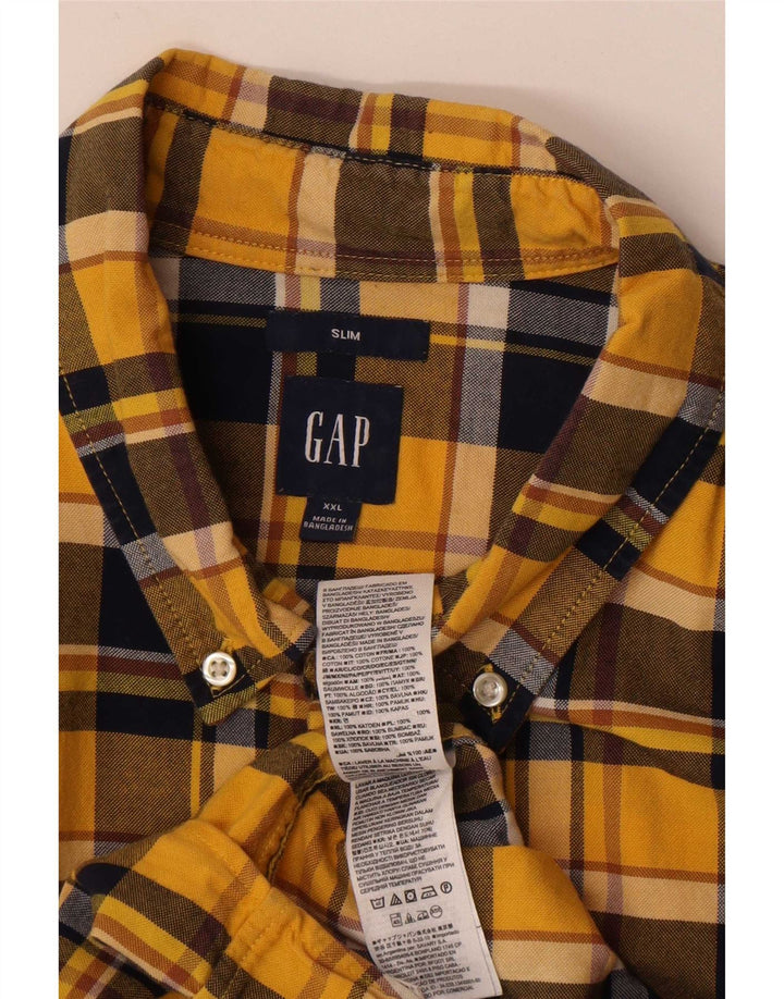Мужская тонкая фланелевая рубашка Gap 2XL, хлопковая желтая клетка
