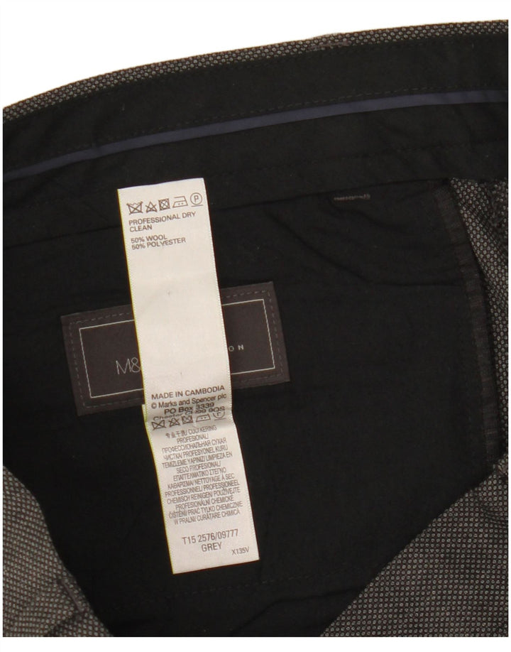 Мужские костюмные брюки классического кроя Marks & Spencer W34 L31 серые шерстяные
