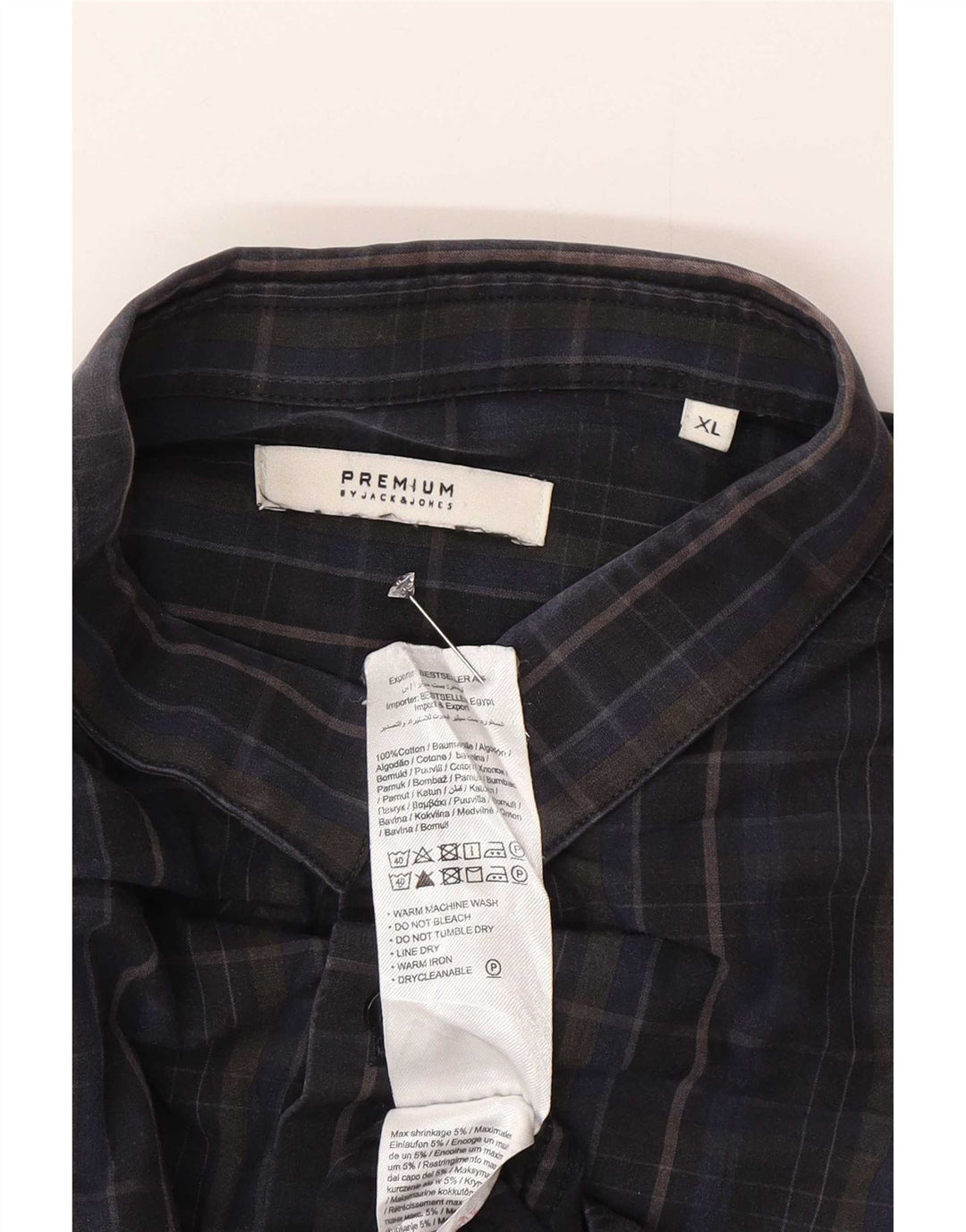 Мужская рубашка Jack & Jones XL, темно-синяя клетка, хлопок