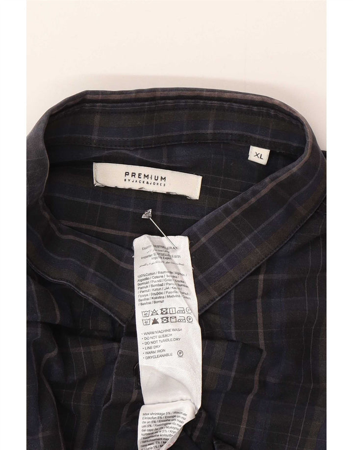 Мужская рубашка Jack & Jones XL, темно-синяя клетка, хлопок