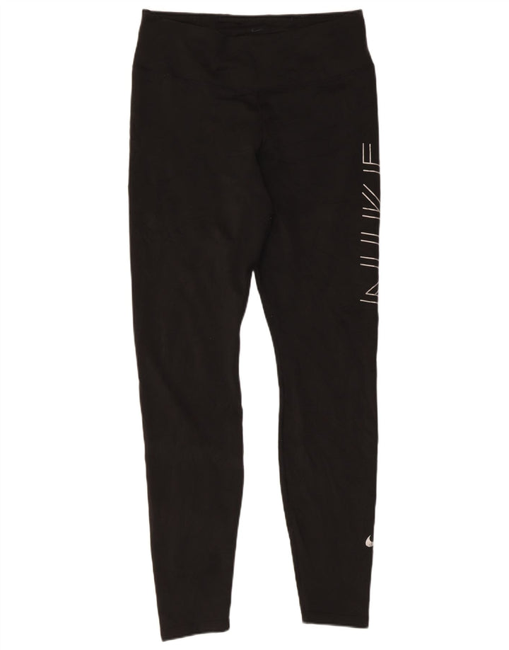 Женские леггинсы с рисунком Nike Dri Fit UK 14, большие черные