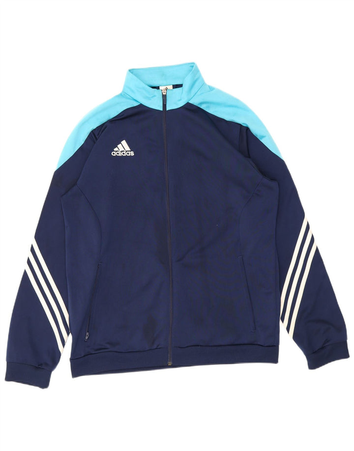 Мужская спортивная куртка Adidas, большая темно-синяя полиэстер с цветными блоками