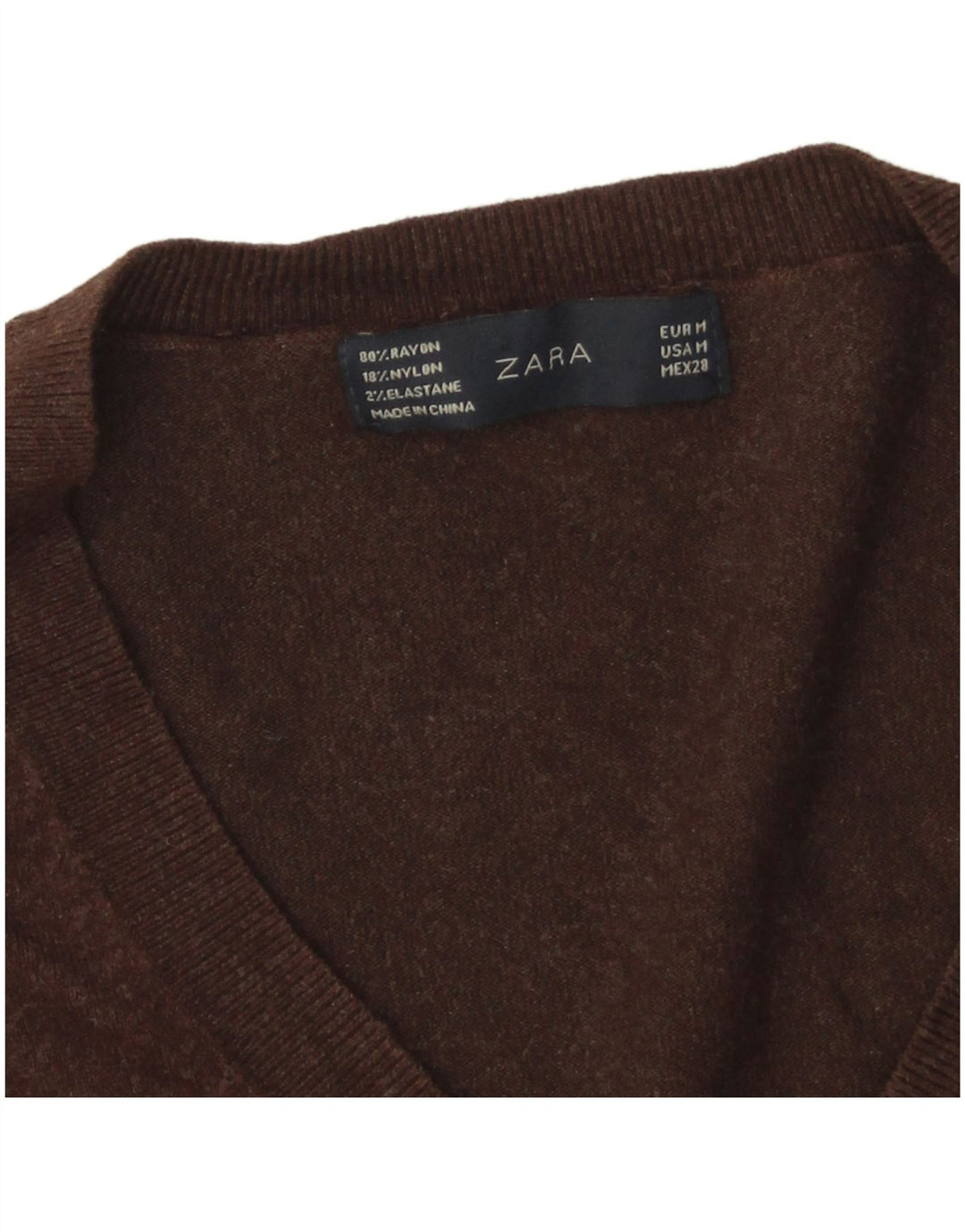 Женский джемпер с v-образным вырезом Zara UK 12, средний коричневый вискоза
