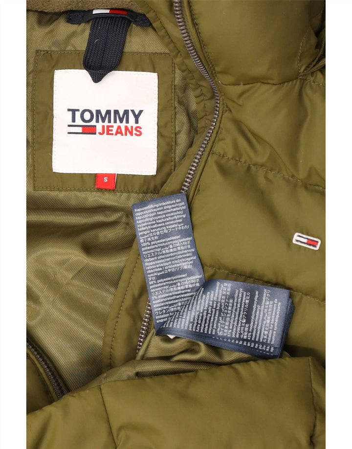 Женское стеганое пальто с капюшоном Tommy Hilfiger UK 10, маленький зеленый полиэстер