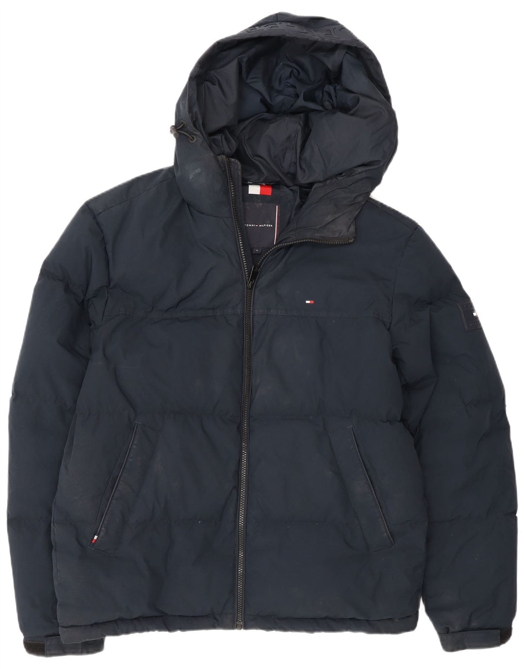Мужская утепленная куртка с капюшоном Tommy Hilfiger UK 38, средний темно-синий полиэстер