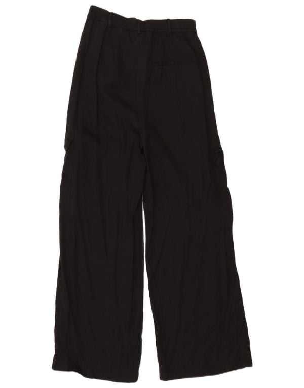 Zara Женские широкие брюки карго с завышенной талией, маленькие W27 L29, черные из лиоцелла