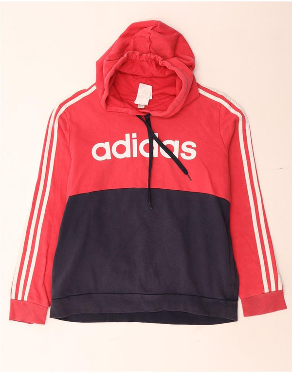 Женский джемпер с капюшоном Adidas с графическим рисунком, Великобритания, размер 20/22 XL, красный хлопок с цветными блоками