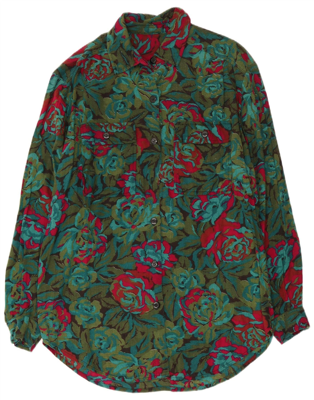 ВИНТАЖНОЕ женское платье-рубашка свободного кроя, Великобритания 14, средний разноцветный цветочный принт