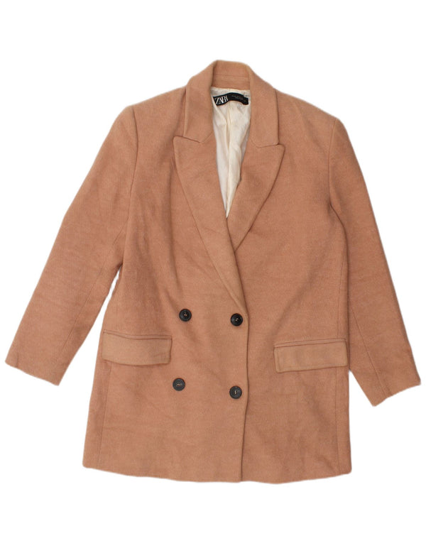 Женское двубортное пальто оверсайз Zara UK 6 XS, розовый хлопок