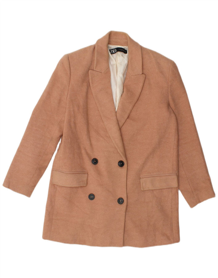 Женское двубортное пальто оверсайз Zara UK 6 XS, розовый хлопок