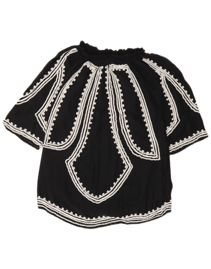 Женская блузка Zara Top UK 12, средний черный хлопок, черный