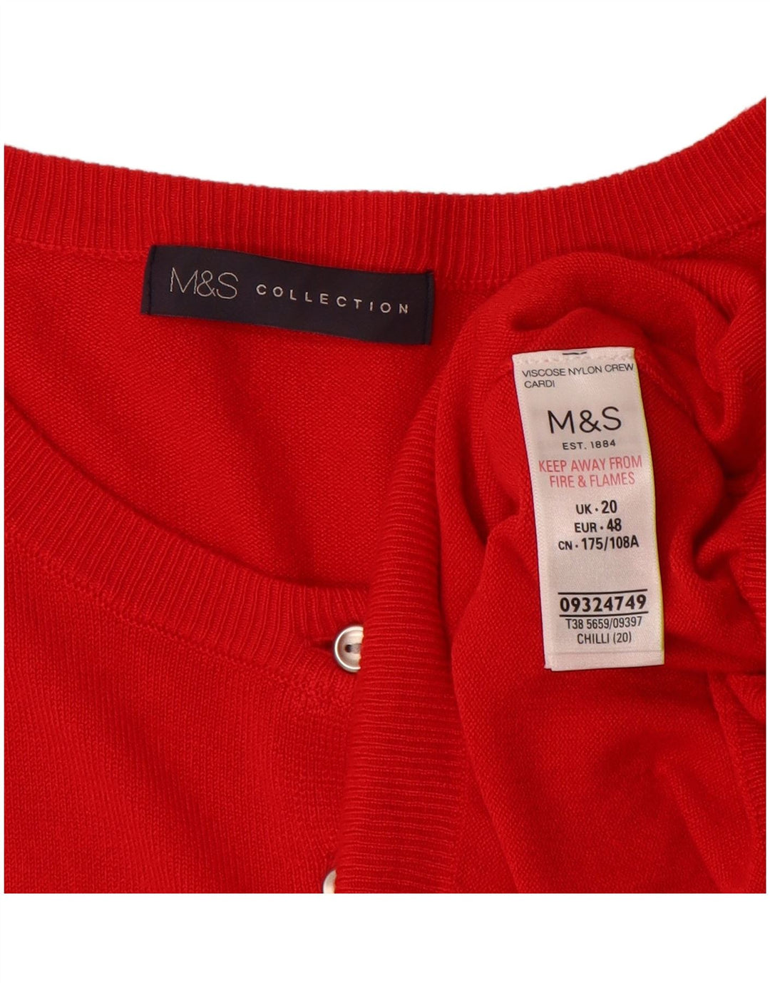 Женский кардиган MARKS & SPENCER UK 20 2XL Красный Вискоза