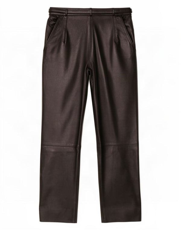 Vintage Womens Pegged Leather Trousers W26 L26 Black