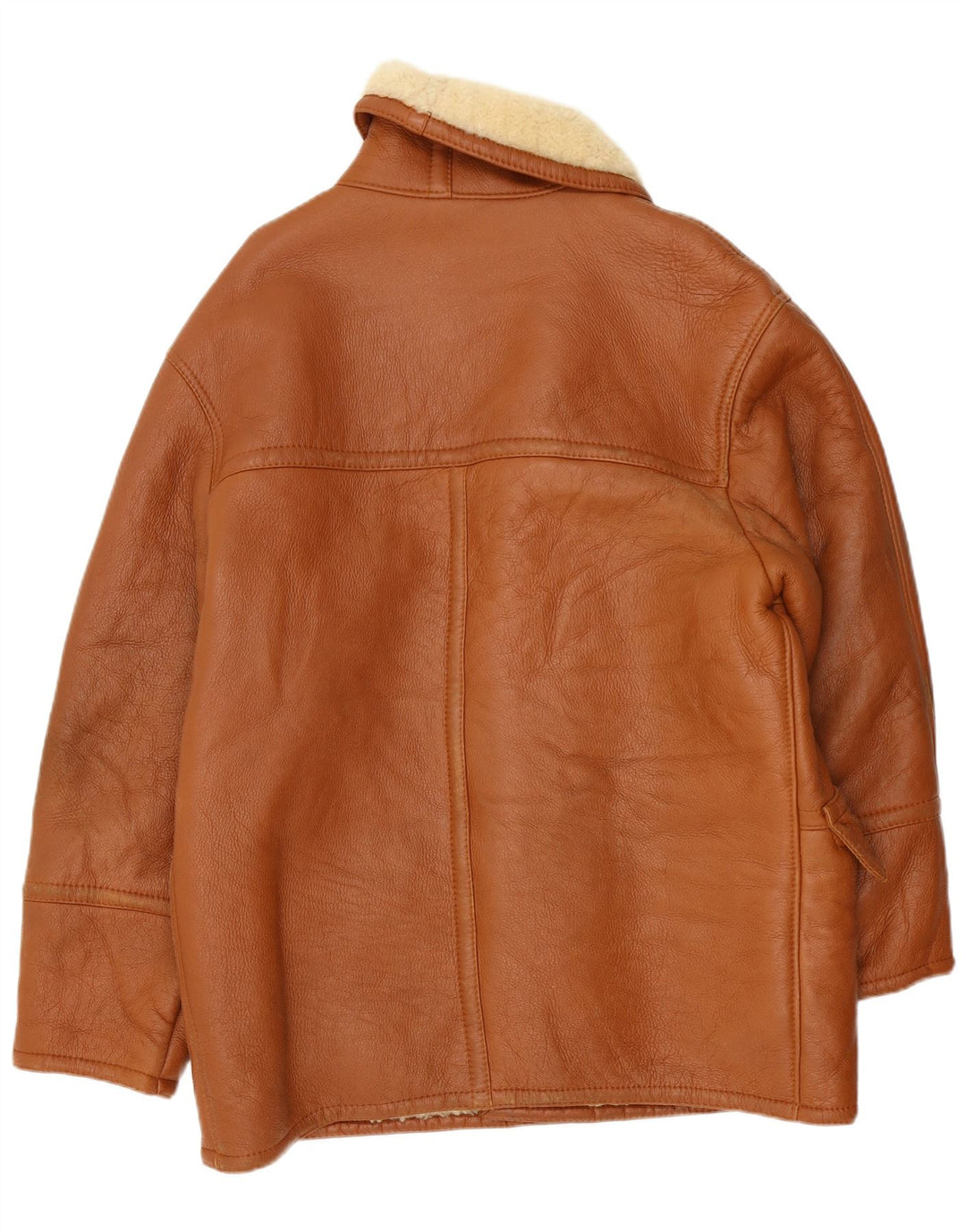 Винтажная мужская двубортная короткая дубленка IT 54 2XL Коричневый