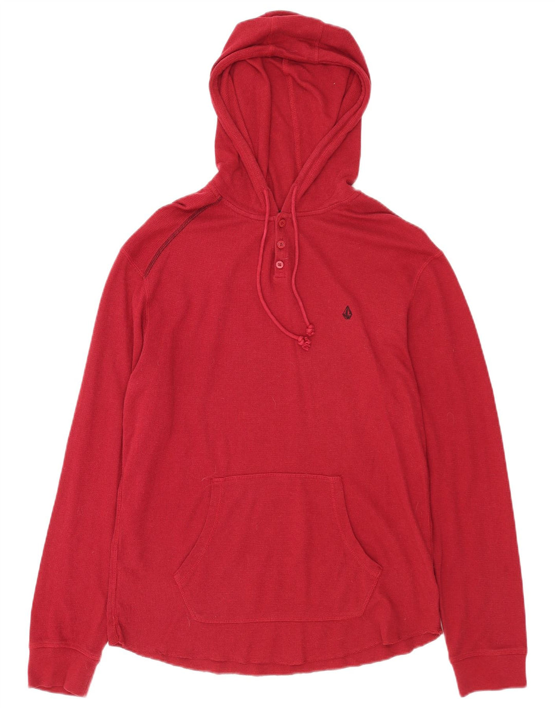 Volcom Мужской джемпер с капюшоном на пуговицах, большой красный хлопок
