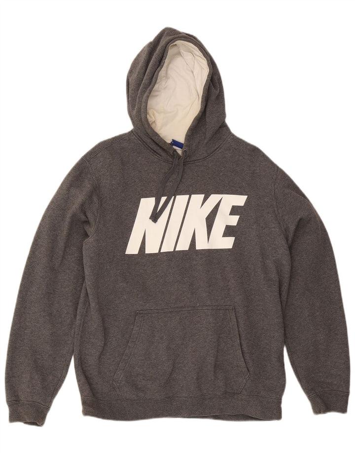 Мужской джемпер с капюшоном с графическим рисунком Nike, хлопковый цвет среднего серого цвета