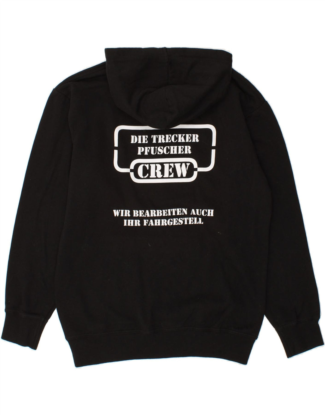 VINTAGE Mens Graphic Hoodie Jumper Medium Black Cotton Vintage Vintage and Second-Hand Vintage from Messina Hembry 