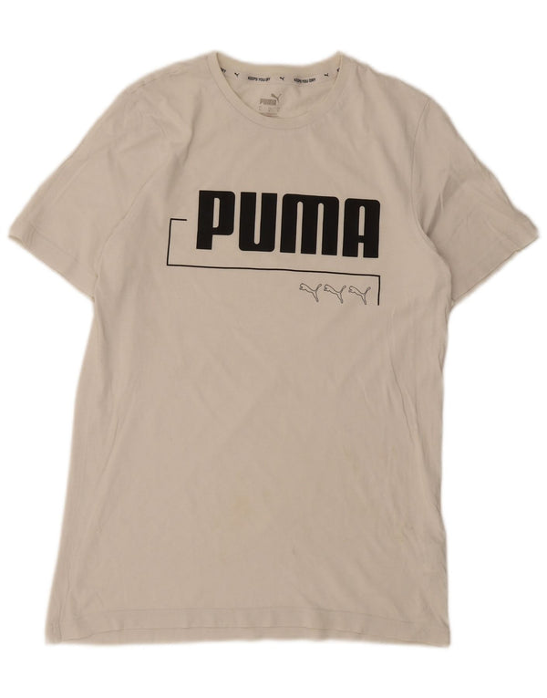 Puma Mens Graphic T-Shirt Top Small White Cotton