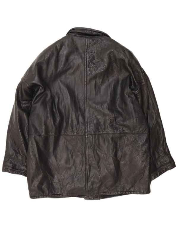 Винтажная женская кожаная куртка UK 18 XL, черная