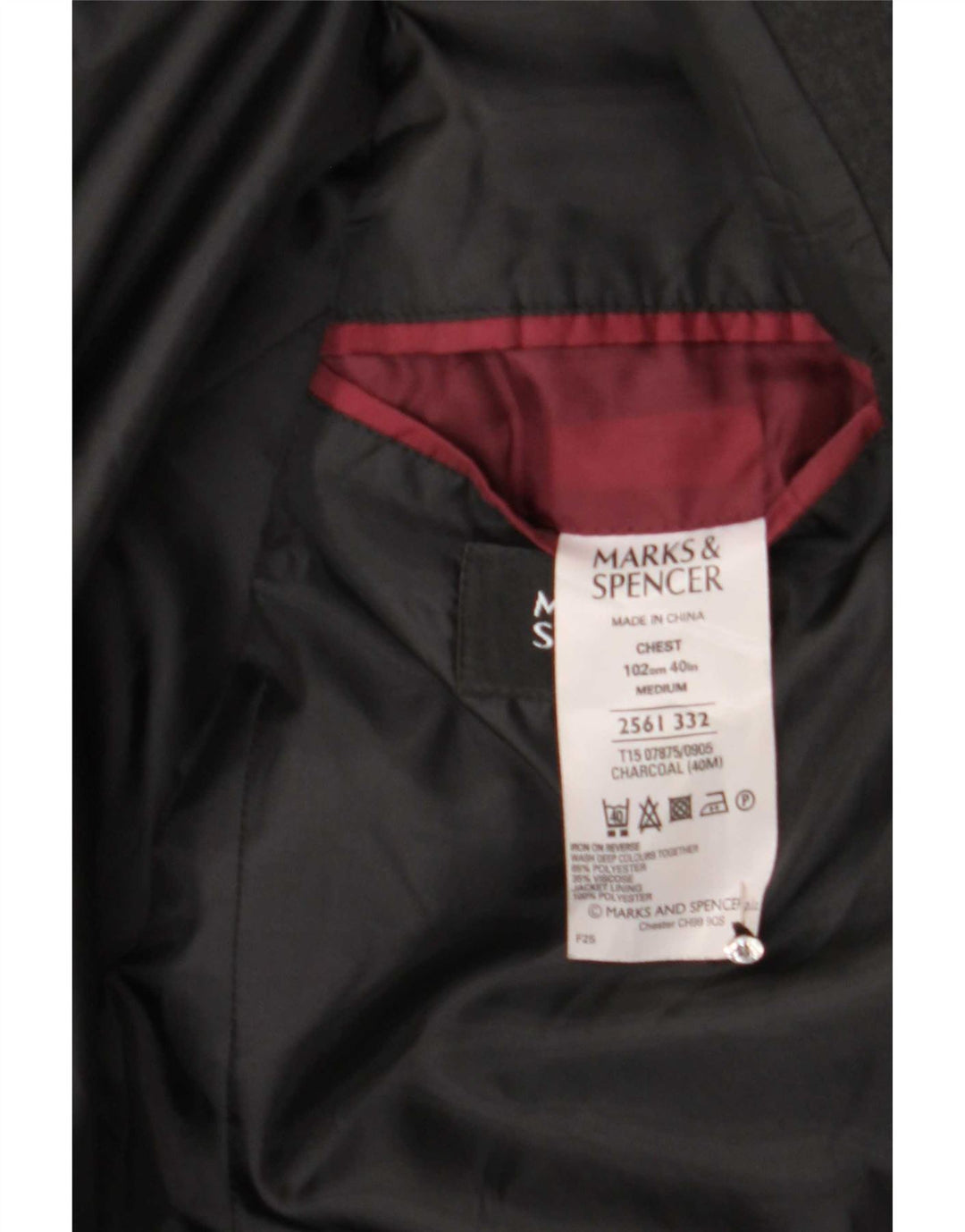 Мужской пиджак с 2 пуговицами Marks & Spencer UK 40, средний черный полиэстер