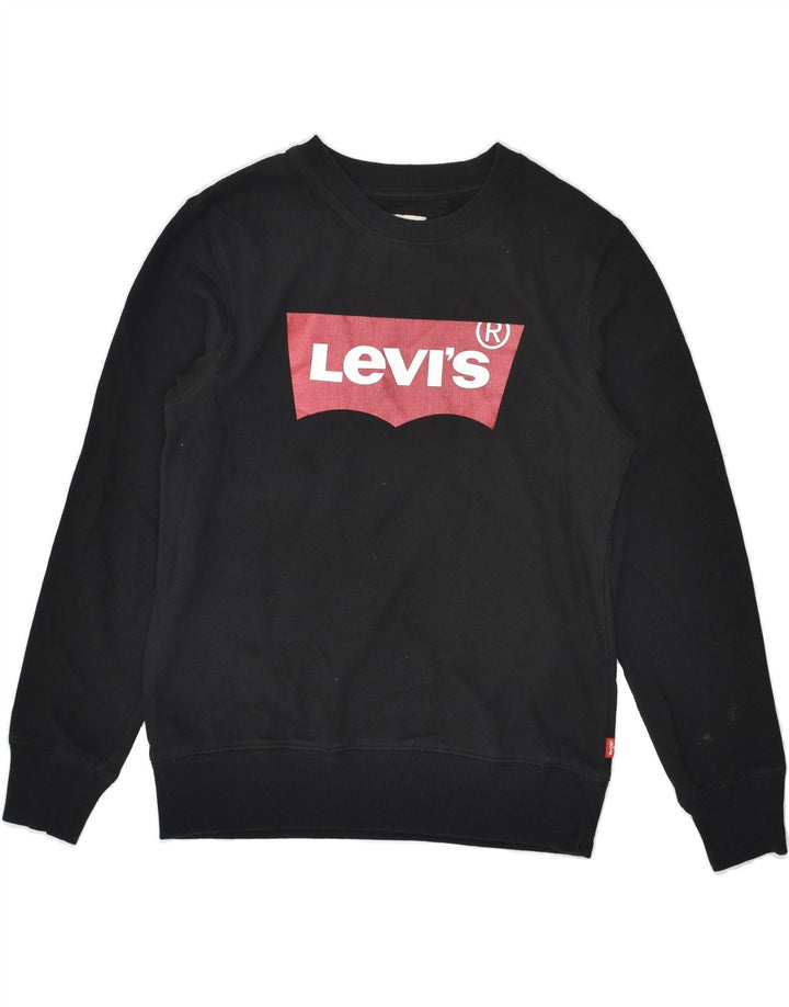 LEVI'S Boys Graphic Sweatshirt Jumper 11-12 Years Black Cotton | Vintage Levi's | Thrift | Second-Hand Levi's | Used Clothing | Messina Hembry 