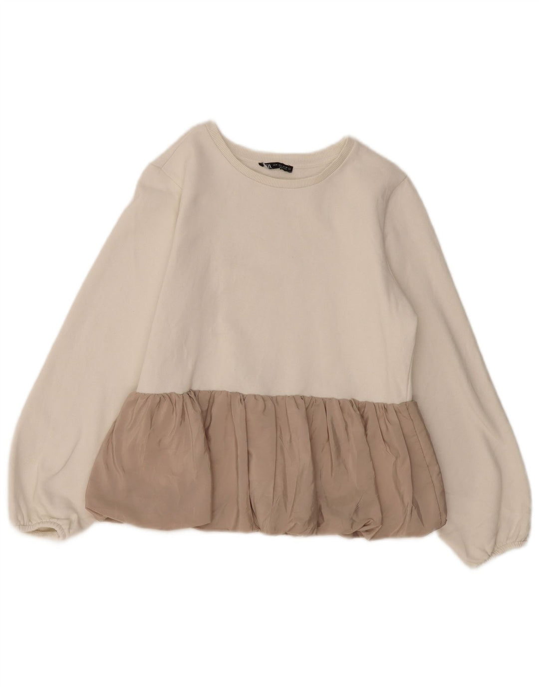 Женский свитер ZARA UK 12, средний цвет, белый хлопок с цветными блоками