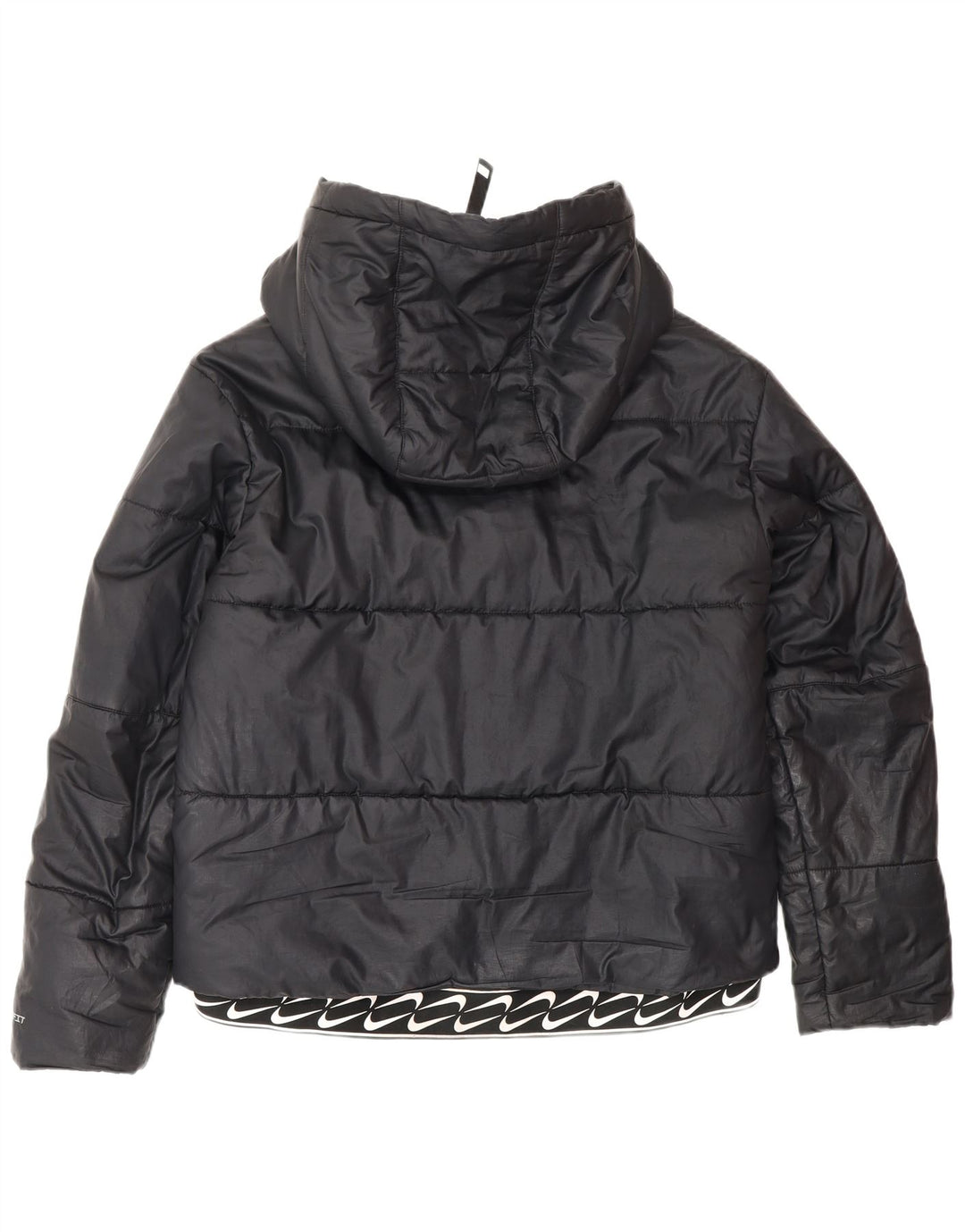 Женская стеганая куртка с капюшоном и графикой NIKE Therma-Fit UK 14, средний черный цвет