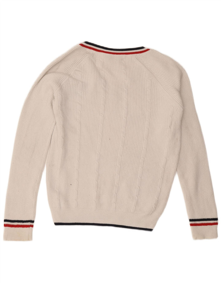 Crew Clothing Мужской джемпер с v-образным вырезом, свитер среднего размера, белый хлопок, хлопок