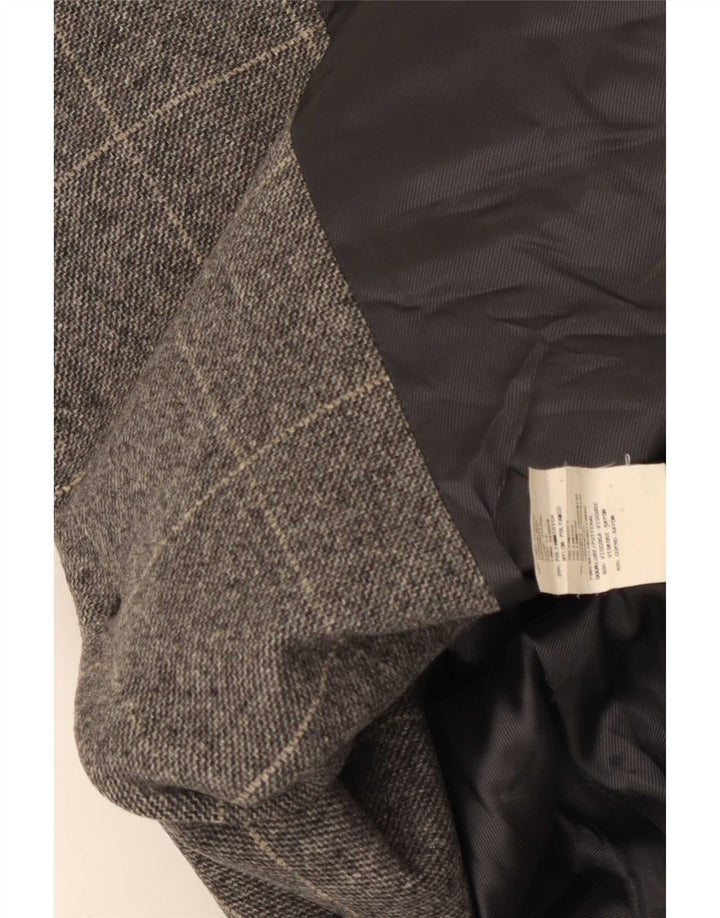 Armani Collezioni Женский пиджак на 3 пуговицах IT 50 XL Серый Шерстяной Клетчатый Пиджак
