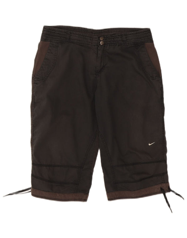Женские шорты чинос с графическим рисунком Nike UK 12, средние размеры W30, черные, хлопковые с цветными блоками