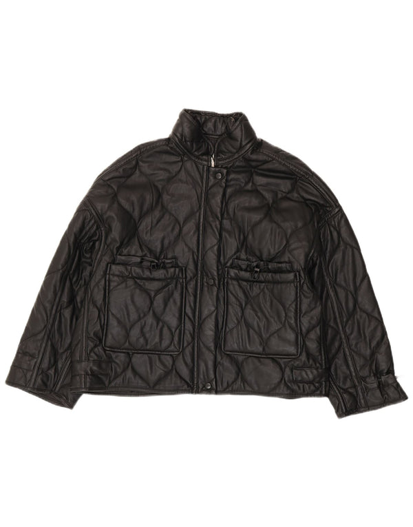 Женская стеганая куртка оверсайз Zara UK 10, маленький черный полиэстер