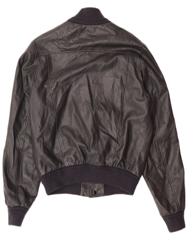 Винтажная мужская кожаная куртка-бомбер UK 36, маленькая серая кожаная