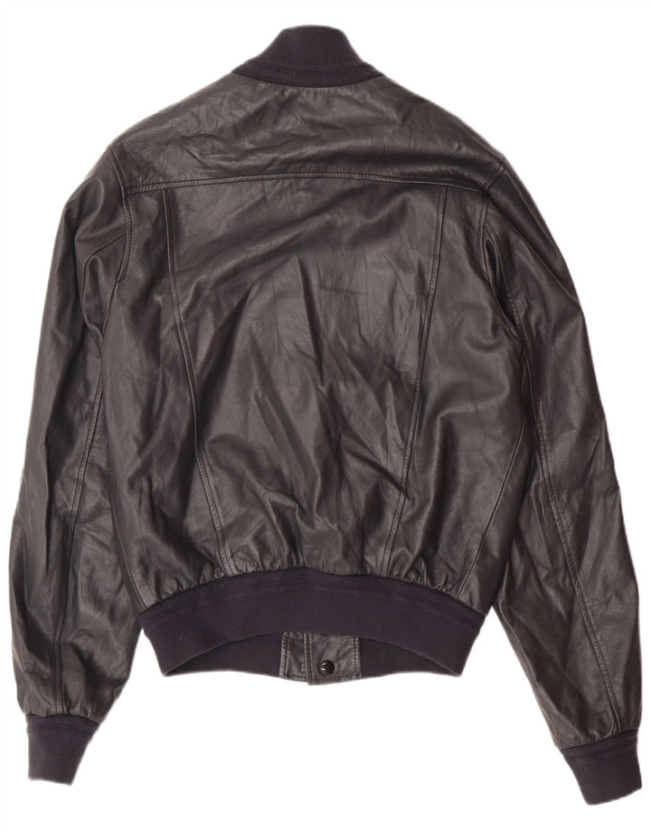 Винтажная мужская кожаная куртка-бомбер UK 36, маленькая серая кожаная