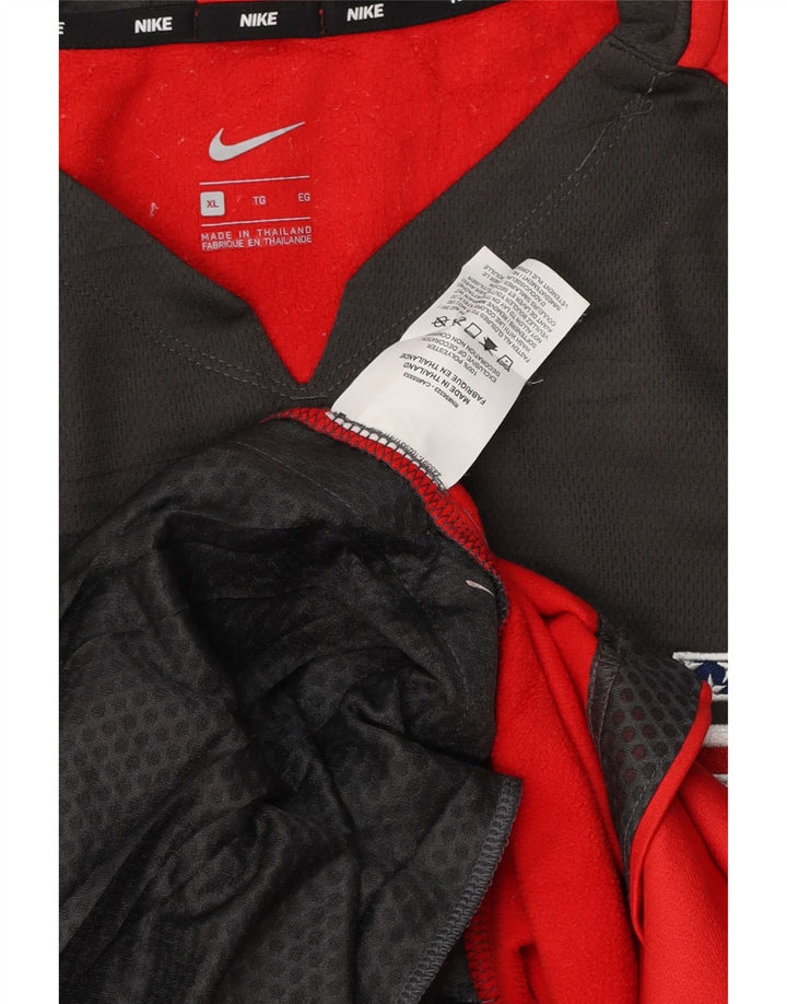 Мужской топ NIKE с длинным рукавом XL, красный полиэстер с цветными блоками