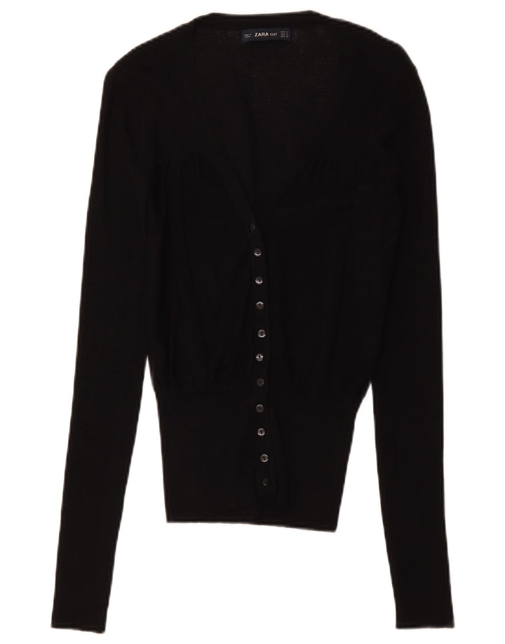 Женский кардиган Zara UK 12, средний черный вискоза