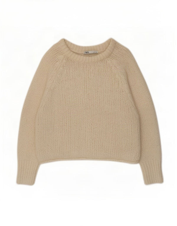 Zara Womens Oversized Boat Neck Jumper Sweater UK 10 Small Off White