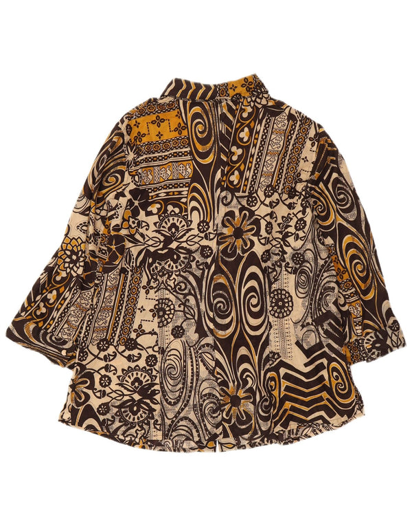 DOMINEW Женская блузка-рубашка с рукавом 3/4 IT 50 XL Коричневый хлопок с цветочным принтом