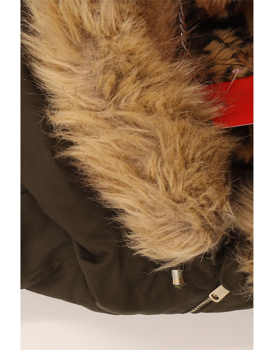 Женская парка Zara с капюшоном UK 14, средний цвет хаки, полиэстер