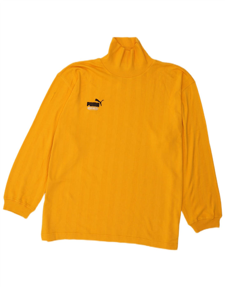 Мужской топ Puma с длинным рукавом XL из хлопка в желтую полоску