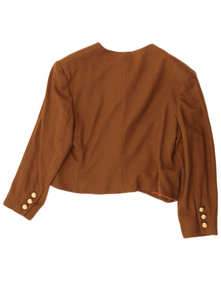 Yves Saint Laurent Женский укороченный пиджак IT 46 Большой Коричневый Классический