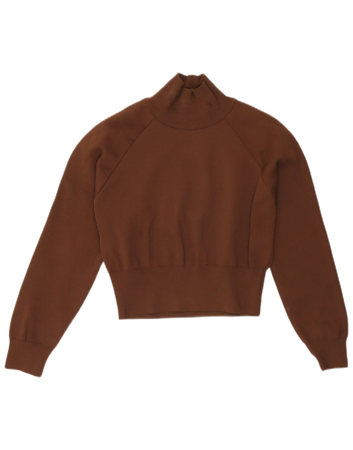 Женский укороченный джемпер с высоким воротником Zara UK 10, маленький коричневый цвет