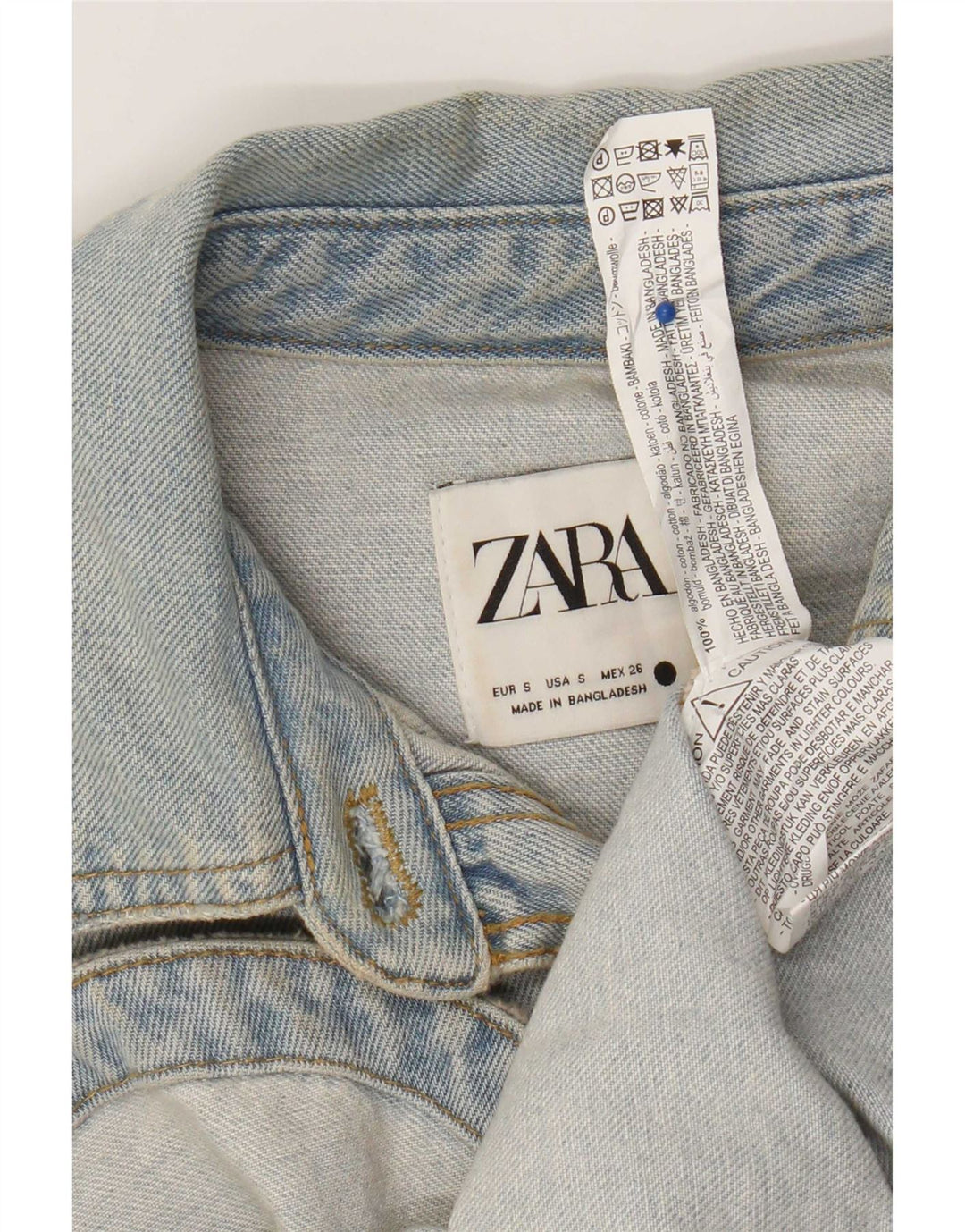 Женская джинсовая рубашка оверсайз Zara UK 10, маленький синий хлопок