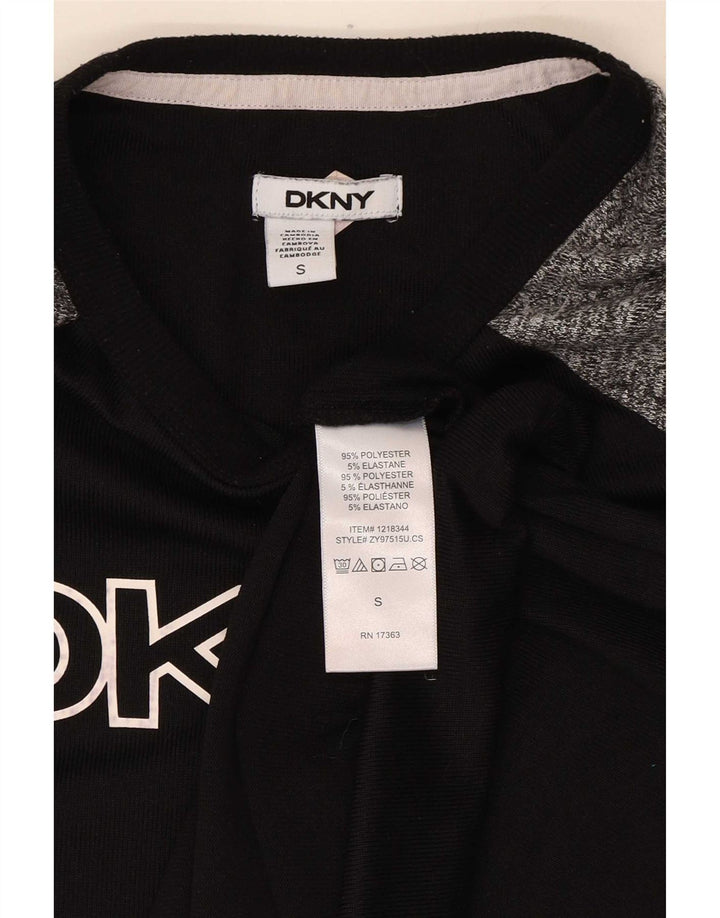 Женский топ Dkny с длинным рукавом и графикой, UK 10, маленький черный, полиэстер с цветными блоками
