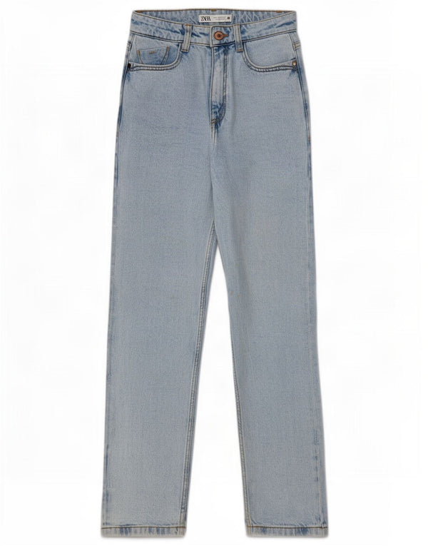 Женские зауженные джинсы с высокой талией Zara EU 32 2XS W22 L27, синий хлопок