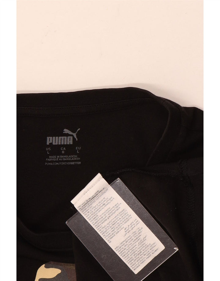 Мужская футболка с рисунком Puma, большая черная хлопковая рубашка