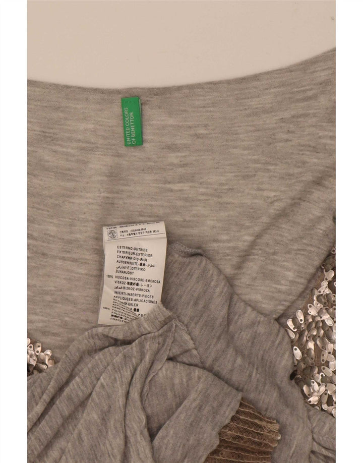 Женский жилет с пайетками Benetton UK 14, средний серый, вискоза