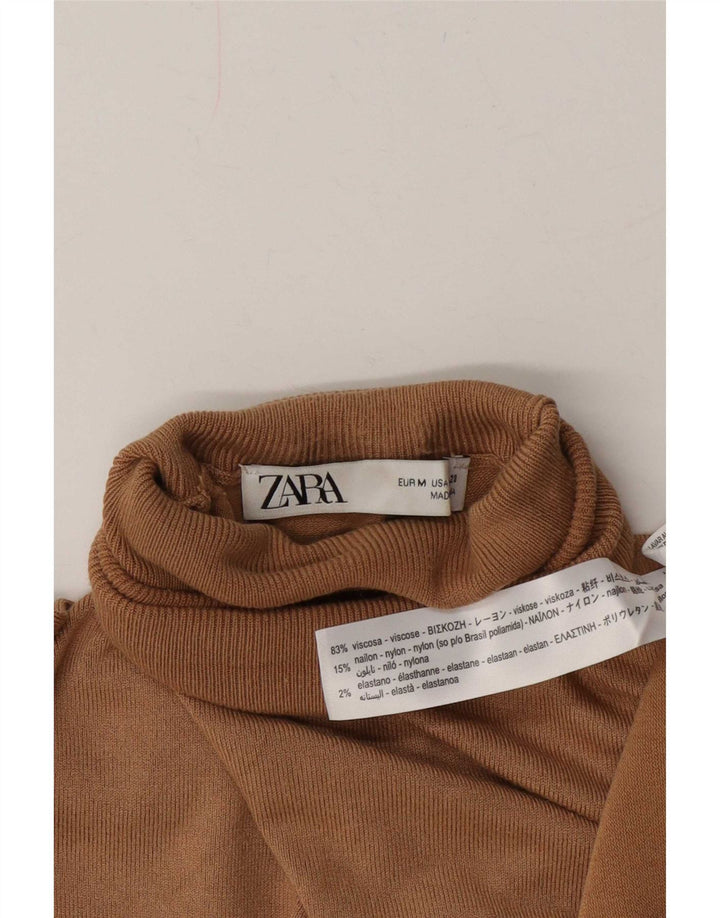 Женский джемпер с высоким воротником Zara UK 12, средний бежевый вискоза